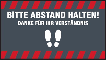 Hinweismatte 150 x 85 Abstandhalten Text weiß