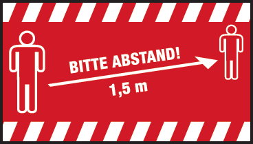 Hinweismatte 150 x 85 Abstandhalten rot