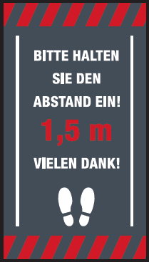 Hinweismatte 85 x 150 Abstandhalten Text weiß