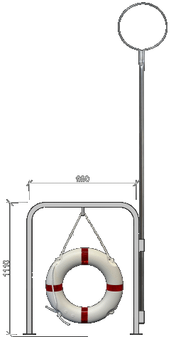 Beckenrandständer für Rettungsring und Stange mit Flanschen